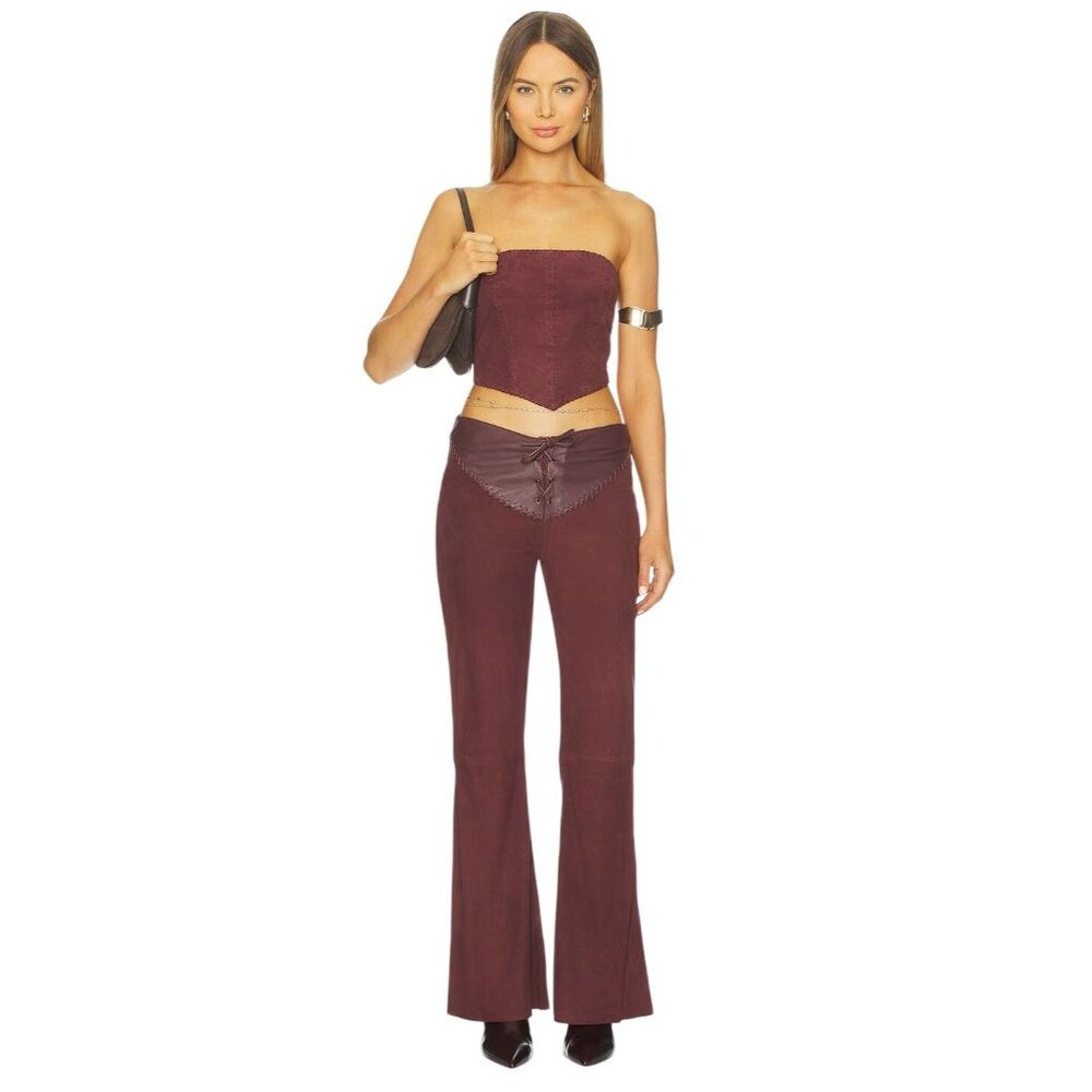 Understated Leather Sonny Suede Pants in Chocolate Small New Womens Leather